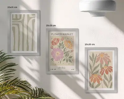 3-piece botanical wall art set minimalist Parisian style poster prints
