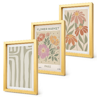 3-piece wall art set Botanical motifs poster Paris minimalism