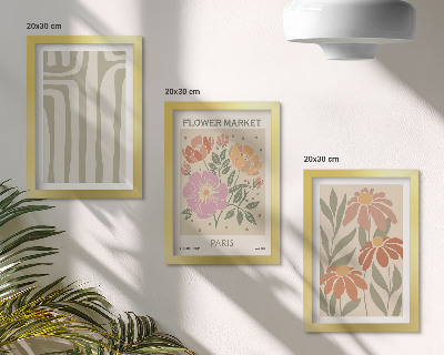 3-piece wall art set Botanical motifs poster Paris minimalism