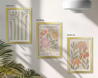 3-piece botanical wall art set minimalist Parisian style poster prints
