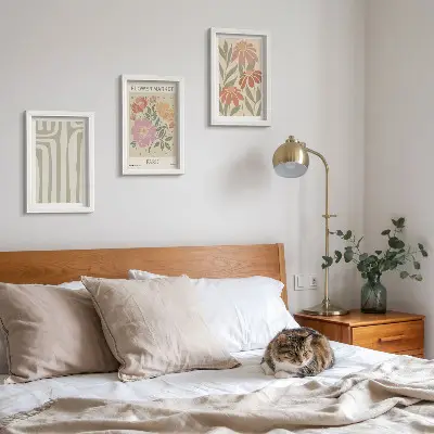 3-piece botanical wall art set minimalist Parisian style poster prints
