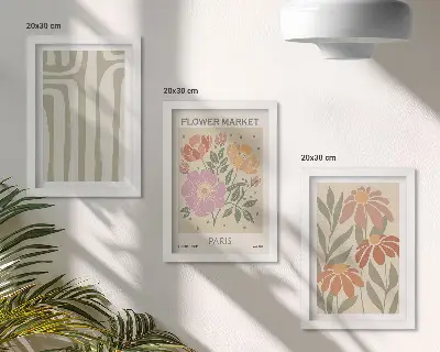 3-piece botanical wall art set minimalist Parisian style poster prints