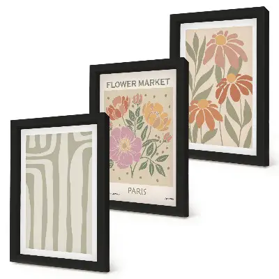 3-piece botanical wall art set minimalist Parisian style poster prints