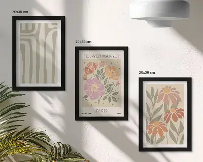 3-piece botanical wall art set minimalist Parisian style poster prints