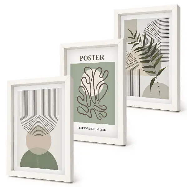 Framed triptych Geometric abstract botanical patterns poster