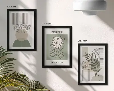 Geometric abstract botanical patterns poster framed triptych