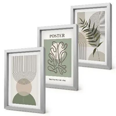 Geometric abstract botanical patterns poster framed triptych