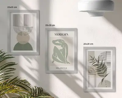 3-Piece Abstract Botanical Wall Art Set stylish graphics featuring plants and geometric shapes
