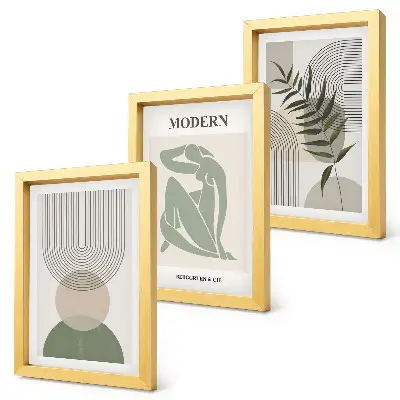 3-Piece Abstract Botanical Wall Art Set stylish graphics featuring plants and geometric shapes