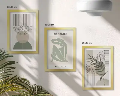 3-Piece Abstract Botanical Wall Art Set stylish graphics featuring plants and geometric shapes