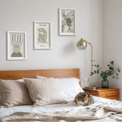 3-piece wall art set Stylish graphics with abstract shapes and plants