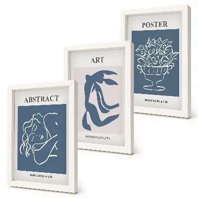 Framed triptych Matisse's stylish abstract patterns with figures and flowers