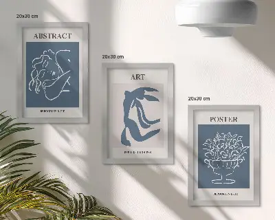 Matisse abstract figure and flower triptych wall art framed, stylish abstract pattern print set
