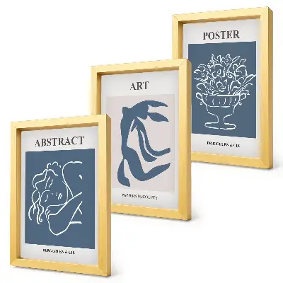 Matisse abstract figure and flower triptych wall art framed, stylish abstract pattern print set
