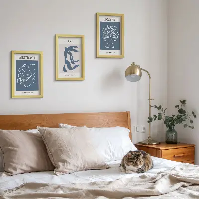 Matisse abstract figure and flower triptych wall art framed, stylish abstract pattern print set