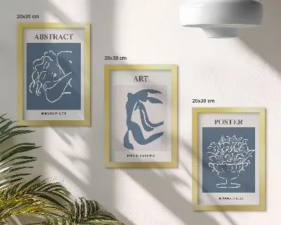 Framed triptych Matisse's stylish abstract patterns with figures and flowers