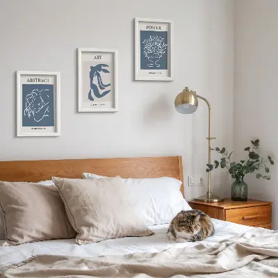 Matisse abstract figure and flower triptych wall art framed, stylish abstract pattern print set