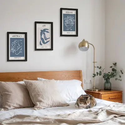 Matisse abstract figure and flower triptych wall art framed, stylish abstract pattern print set