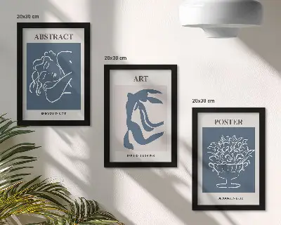 Matisse abstract figure and flower triptych wall art framed, stylish abstract pattern print set