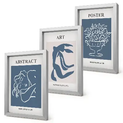Matisse abstract figure and flower triptych wall art framed, stylish abstract pattern print set