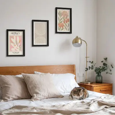 Photo frame wall Abstract shapes with plant motifs in pastels