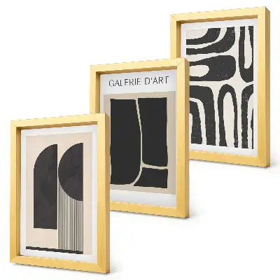 Abstract shapes minimalist poster triptych framed