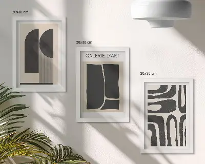 Abstract shapes minimalist poster triptych framed