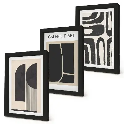 Abstract shapes minimalist poster triptych framed