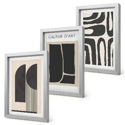 Abstract shapes minimalist poster triptych framed