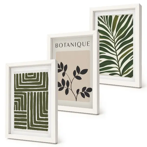 3-Piece wall art set botanical compositions in a boho minimalist style