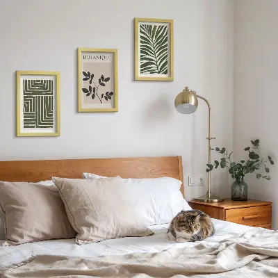3-Piece wall art set botanical compositions in a boho minimalist style