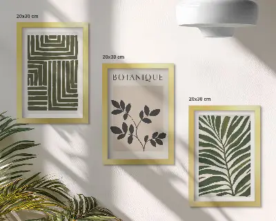 3-Piece wall art set botanical compositions in a boho minimalist style