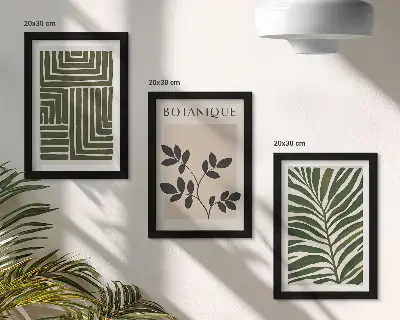 3-Piece wall art set botanical compositions in a boho minimalist style