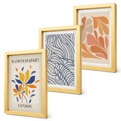 Framed triptych Modern style flowers with abstract patterns