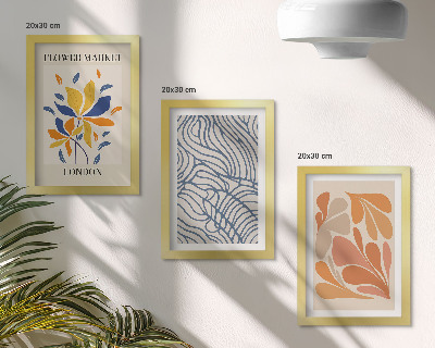 Framed triptych Modern style flowers with abstract patterns