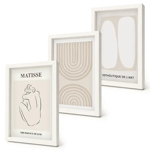 3-piece wall art set with stylish lines and minimalist shapes in neutral tones