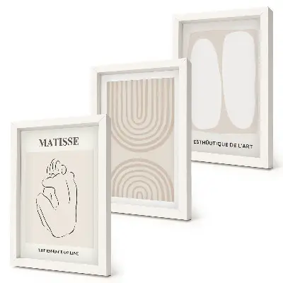 3-piece wall art set Stylish lines and minimalist shapes in neutral tones