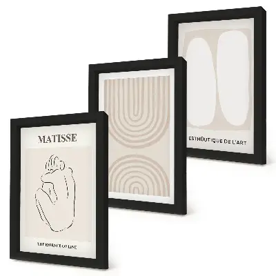 3-piece wall art set with stylish lines and minimalist shapes in neutral tones