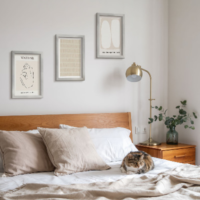 Photo frame wall Lines and shapes in shades of beige and white