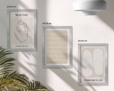 Photo frame wall Lines and shapes in shades of beige and white