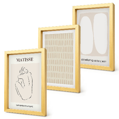 Photo frame wall Lines and shapes in shades of beige and white