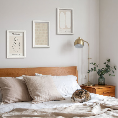 Photo frame wall Lines and shapes in shades of beige and white