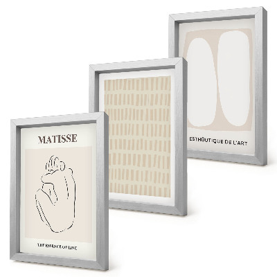 Photo frame wall Lines and shapes in shades of beige and white