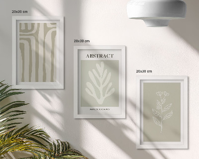 Framed triptych Abstract plant patterns in subdued colors
