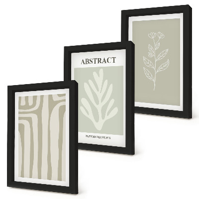 Framed triptych Abstract plant patterns in subdued colors