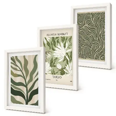 3-piece botanical wall art set featuring boho plant patterns