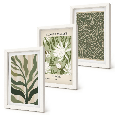 3-piece wall art set Plant patterns, botanical decorations, boho style