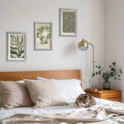 3-piece botanical wall art set featuring boho plant patterns