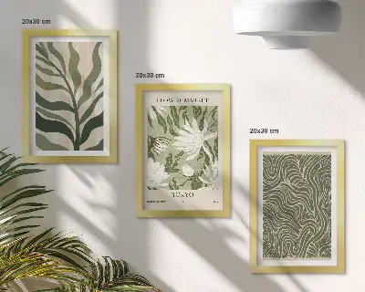 3-piece botanical wall art set featuring boho plant patterns