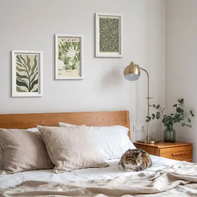 3-piece botanical wall art set featuring boho plant patterns